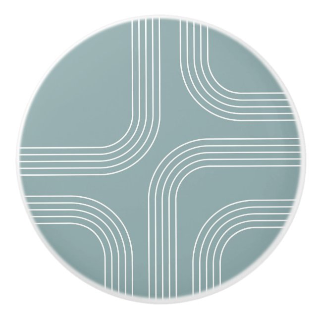 Abstract Mid Century style line art  Ceramic Knob (Front)