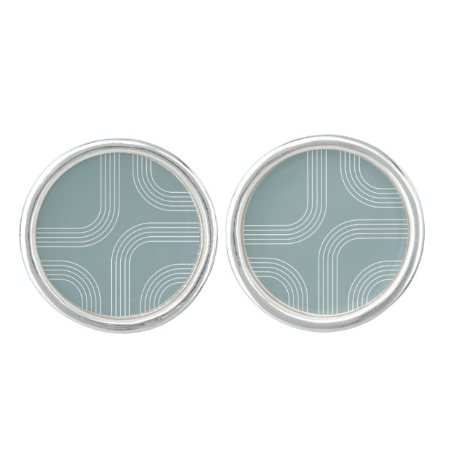 Abstract Mid Century style line art  Cufflinks (Front)