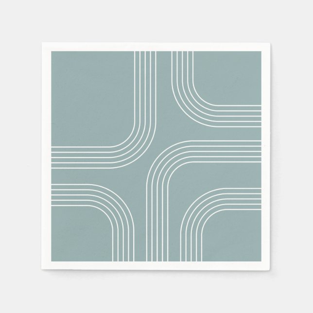 Abstract Mid Century style line art Napkins (Front)