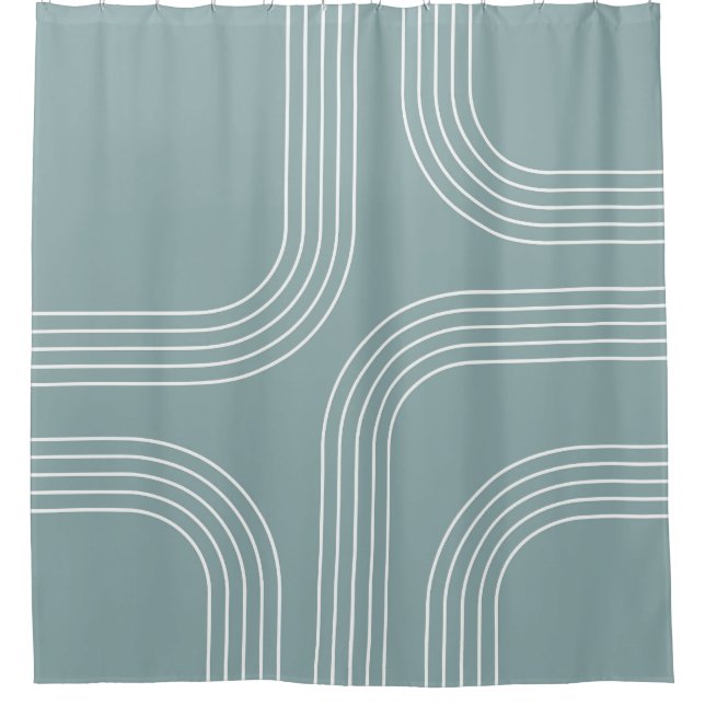 Abstract Mid Century style line art  Shower Curtain (Front)
