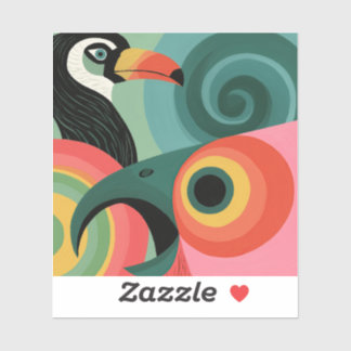 Abstract Midcentury Toucan Geometric Bird Sticker