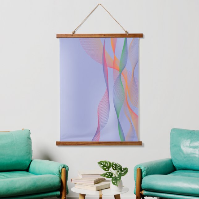 Abstract Midcentury wavy lavender Hanging Tapestry (Living Room)