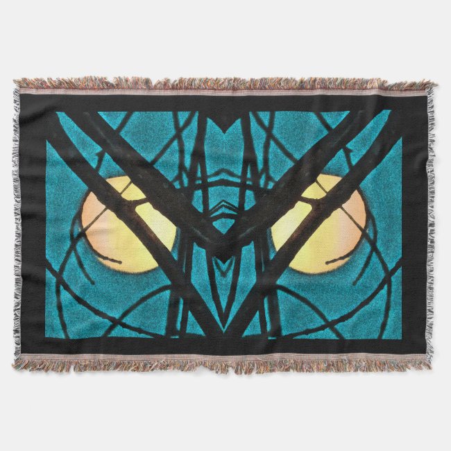 Abstract Midnight Moon Branches Blue Throw Blanket