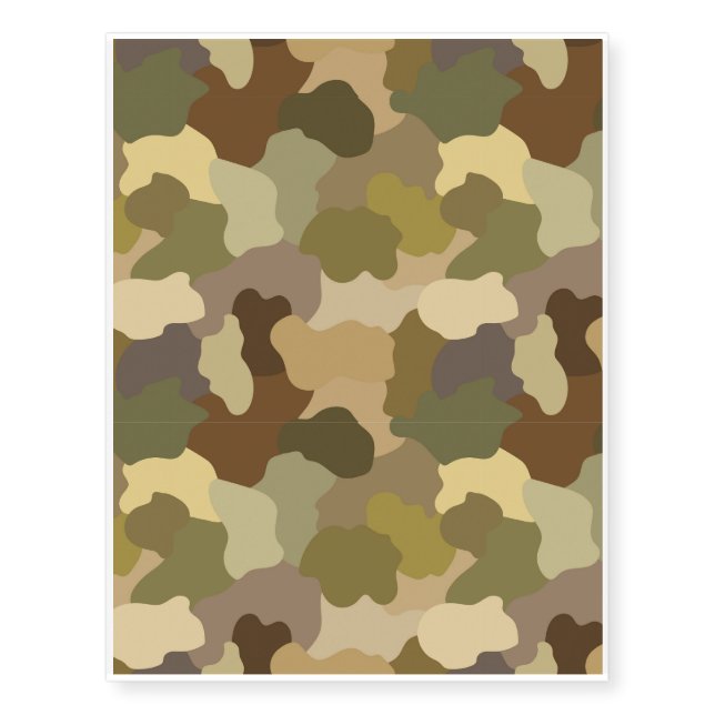 Abstract military camouflage pattern temporary tattoos (Front)