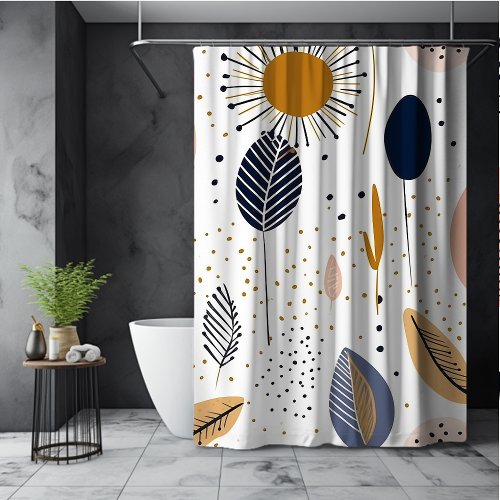Abstract minimal boho pastel beige leafs simple  shower curtain