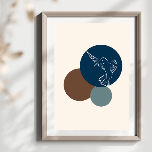 Abstract Minimal Boho Style Circles and Bird  Poster