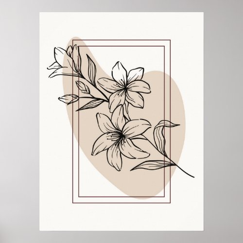 Abstract Minimal Boho Style Design Floral Flowers Poster