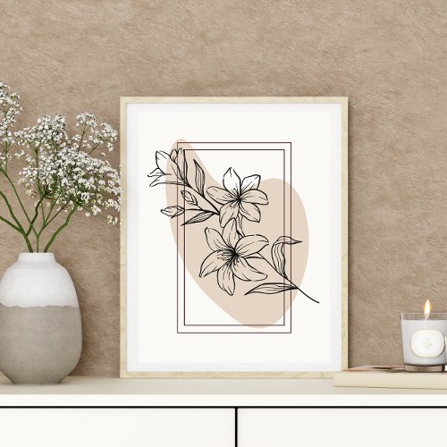 Abstract Minimal Boho Style Design Floral Flowers Poster