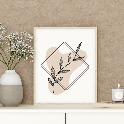 Abstract Minimal Boho Style Design Leaf Botanical  Poster