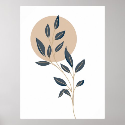 Abstract Minimal Boho Style Design Leaf Botanical  Poster