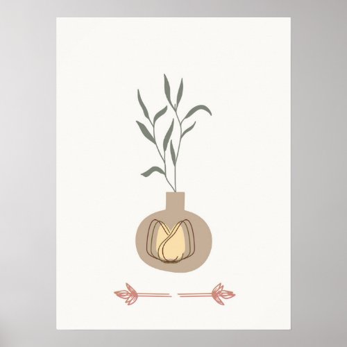 Abstract Minimal Boho Style Design Leaf Planter Poster