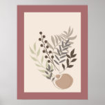 Abstract Minimal Boho Style Foliage Leaf Botanical Poster
