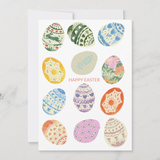 Abstract Minimal Colorful Eggs Easter Holiday Card (Front)