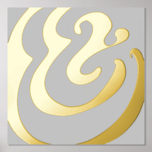 Abstract Minimal Gray Gold Foil Prints