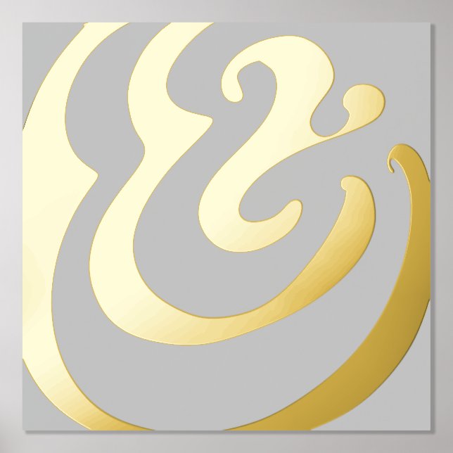 Abstract Minimal Gray Gold Foil Prints (Front)