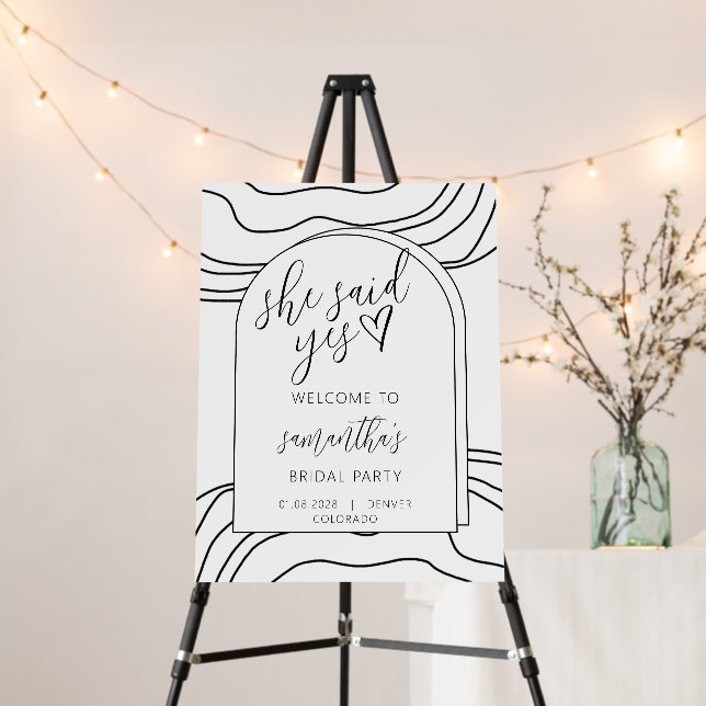 Abstract Minimal Script Welcome Bridal Shower Sign (In Situ (Stand))