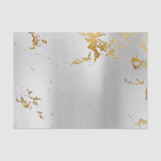 Abstract Minimal Silver Gray Metallic  Marble Gold Tissue Paper (Front)