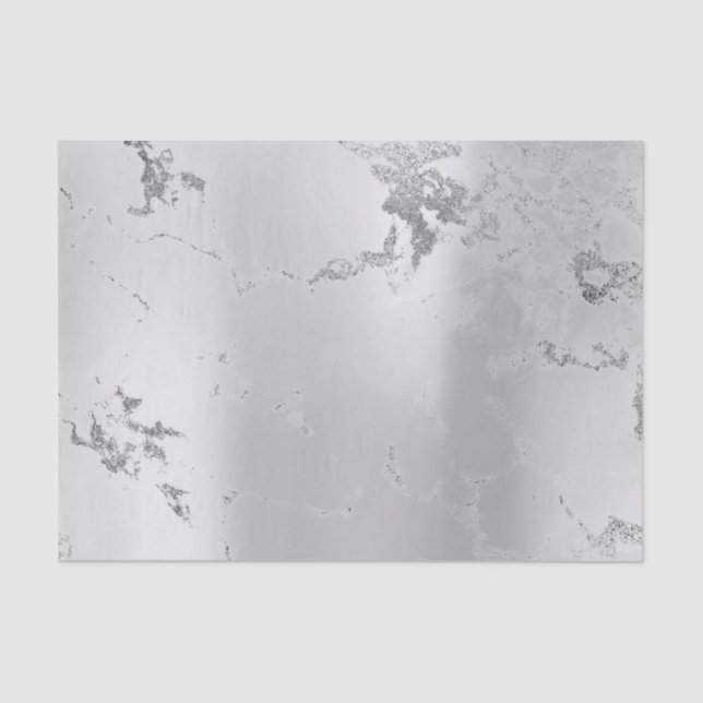 Abstract Minimal Silver Gray Metallic Marble Lux Tissue Paper (Front)