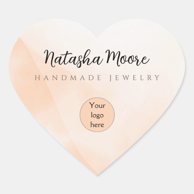 Abstract minimal simple orange Business  Heart Sticker (Front)