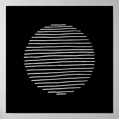 Abstract Minimal Stripe Circle Monochrome Art Poster