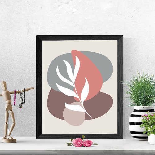 Abstract Minimal White Leaf  Modern cutouts shapes Poster