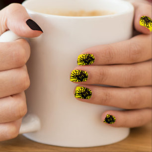 Abstract Minimalism Black Yellow Minx Nail Art