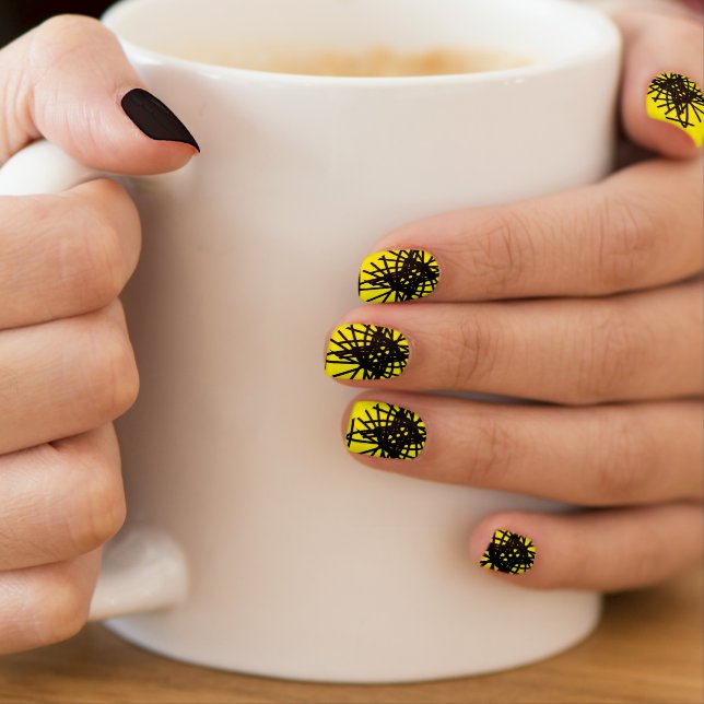 Abstract Minimalism Black Yellow Minx Nail Art (Insitu - Mug)