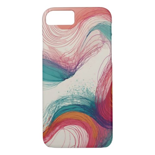 Abstract Minimalism in Vibrant Ombre Line Art iPhone 87 Case