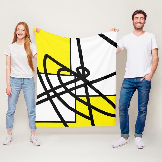 Abstract Minimalism Line Black Grey Yellow Blanket (In Situ)