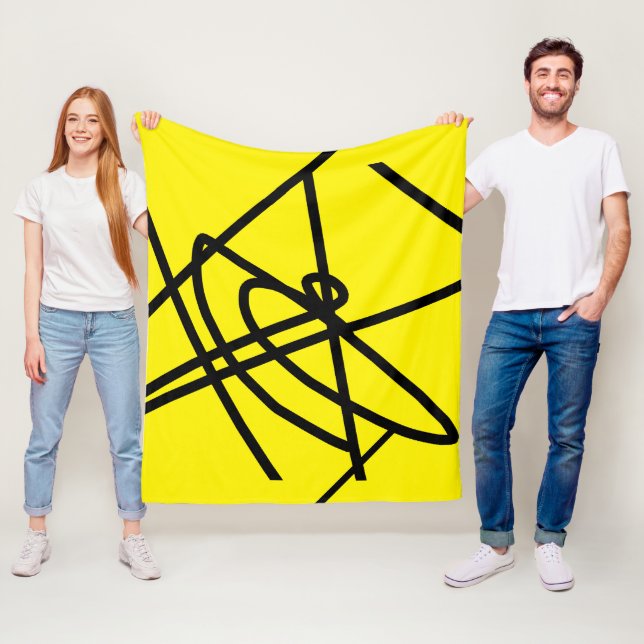 Abstract Minimalism Lines Black Yellow Blanket (In Situ)