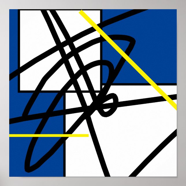 Abstract Minimalism Yellow Black Blue Poster (Front)
