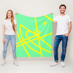 Abstract Minimalism Yellow Lines Turquoise Blanket