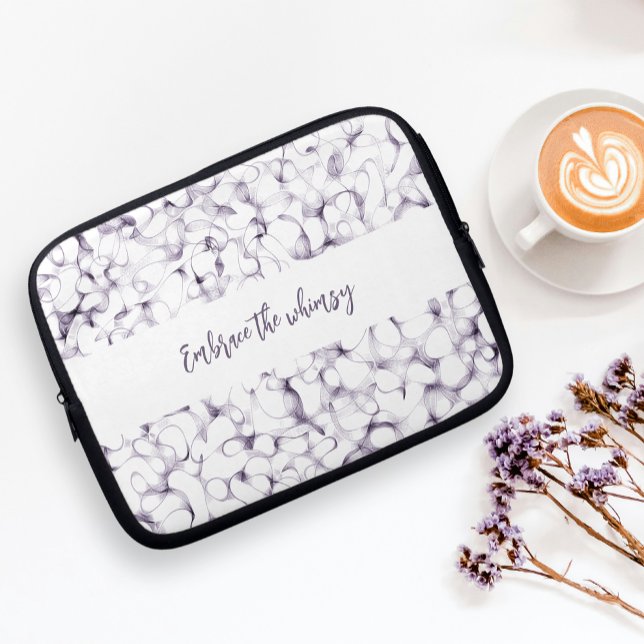 Abstract Minimalist Ballpoint Waveforms Chic Laptop Sleeve (Creator Uploaded)