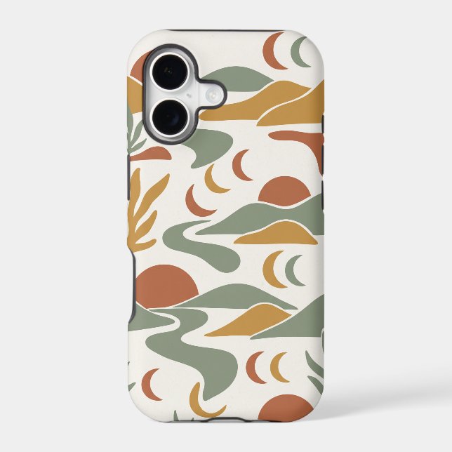 Abstract Minimalist Boho Landscape Seamless Patter iPhone Case (Back)