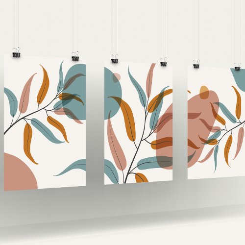 Abstract minimalist botanical wall art set
