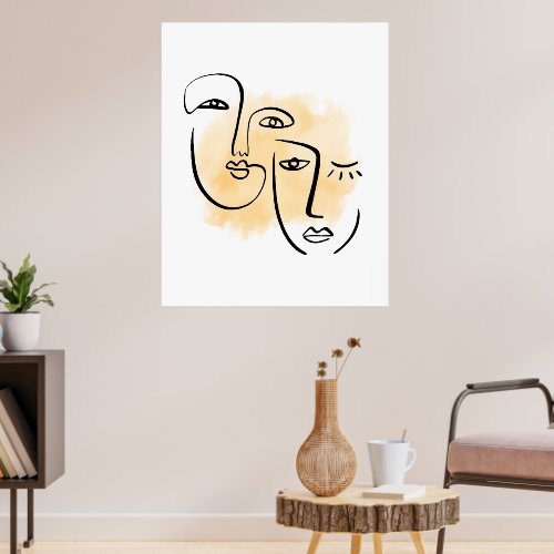 Abstract Minimalist Face Line Art Wall Art Print