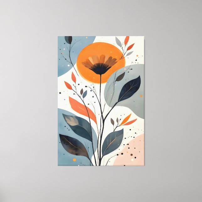 Abstract Minimalist Floral Botanical Art Illustrat Canvas Print (Front)