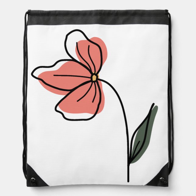 Abstract Minimalist Flowers Drawstring Backpack (Front)