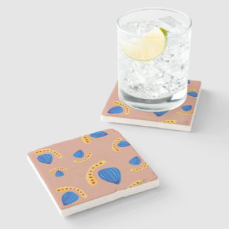 Abstract Minimalist Garden in Earth Tones Stone Coaster