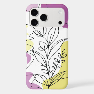 Abstract Minimalist Leaf Art Purple and Yellow iPhone 17 Pro Max Case