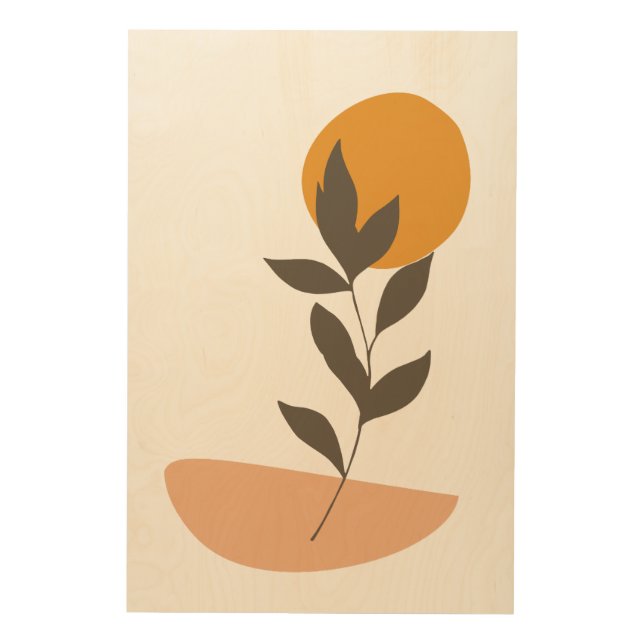 Abstract Minimalist Leaf Hand Drawn Wood Wall Art (Front)