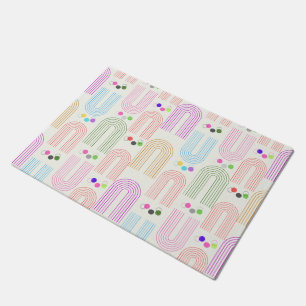 Abstract Minimalist Lined Long Arch Shape Doormat