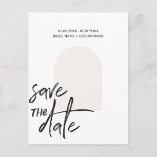 Abstract Minimalist Niche Save The Date Script Postcard