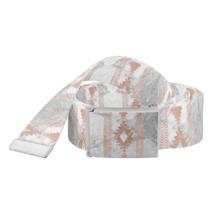 abstract minimalist rose gold aztec white marble belt