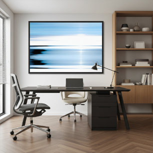 Abstract Minimalist Sky and Sea Blues Framed Art