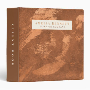 Abstract Minimalist Terracotta Copper Grunge 3 Ring Binder