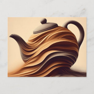 Abstract Minimalist Zen Flowing Teapot Holiday Postcard