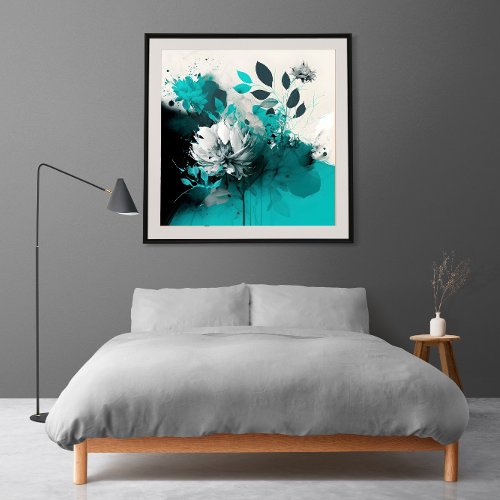 Abstract Minimalistic Flower Pastel Colors Poster