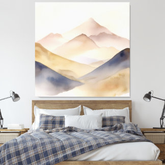 Abstract minimalistic watercolor beige mountains canvas print