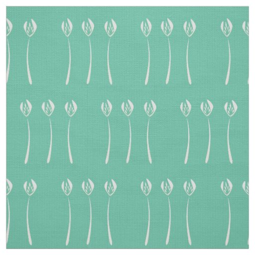 Abstract Mint Art Deco Tulip Floral Pattern Fabric